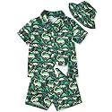 fioukiay Toddler Baby Boy Summer Outfits Little Kids Hawaiian Clothes Short Sets Floral Top Bowtie Shirt