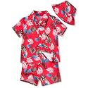 fioukiay Toddler Baby Boy Summer Outfits Little Kids Hawaiian Clothes Short Sets Floral Top Bowtie Shirt