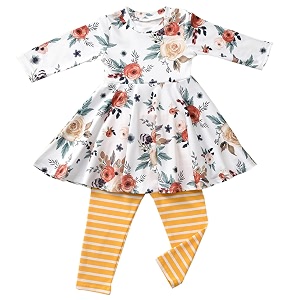 fioukiay Toddler-Girls-Fall-Clothes-Set Little Girls Highlow Tunic TopsLeggings