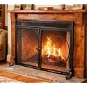 Fire Beauty Wrought Iron Fireplace Screen with Magnetic Double Doors Black