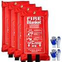 Fire Blankets - 4 Pack 39.4" x 39.4"Emergency Gear for Home & Camping, Fiberglass Fire Blankets for Fireplace, BBQ,Car