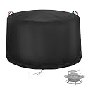 Fire Pit Cover Round 47in 600D Waterproof for Wood Burning