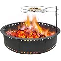 Fire Pit Ring with Grill 36" Fire Ring for Outside Fire Pit,Large DIY Fire Rings for Outside Wood Burning Smokeless Firepit Insert Liner Above/In-Ground Camping Firepit Ring for Outdoor Picnic BBQ