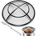 Fire Pit Spark Screen,36 Inch Fire Pit Screen Cover Outdoor with Handle&Poker,Heavy-Duty Steel Firepit Screens Cover Round Mesh Replacement for Backyard/Beach/RV Camping