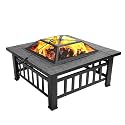 Fire Pit Wood-Burning Fire Pit, 31-Inch Steel Grill Fire Pit Bowl, Courtyard Backyard Garden Fire Pit