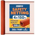 Fire Retardant Debris Safety Netting (4' x 150' - Orange) - High Visibility Construction &amp; Scaffolding &amp; Railing &amp; Elevator Netting for Enhanced Safety - Construction Fencing