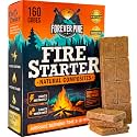 Fire Starter Cubes, 160 pcs - Value Pack - Firestarter Squares for Fireplace, Fire Pit, Wood Stove, BBQ, Charcoal, Pellets, Logs, Sticks Ignition - Natural, Odorless & Waterproof, Indoor & Outdoor