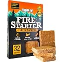 Fire Starter Cubes, 32 pcs - Easy BBQ Ignition - Natural, Waterproof & Odorless Firestarter Squares for Campfire, Charcoal Grill, Outdoor Fire Pit, Wood Stove, Fireplace, Logs - Camping Essentials
