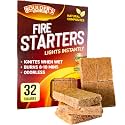Fire Starter Cubes, 32 pcs - Fast Grill BBQ Charcoal Start - Odorless & Waterproof - Firestarter Squares for Campfire, Outdoor Fire Pit, Wood Stove, Fireplace, Logs - Camping Essentials