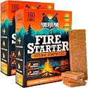 Fire Starter Cubes, 320 pcs- Easy BBQ Ignition - Natural, Waterproof & Odorless Firestarter Squares for Campfire, Charcoal Grill, Outdoor Fire Pit, Wood Stove, Fireplace, Logs - Camping Essentials