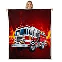 Firefighter Truck Sherpa Blanket - Firemen Car