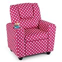Kids Chair Leather Recliner Sofa w/Cup Holder, Anti-Slip Feet, Adjustable Backrest &amp; Footrest for Kids/Children/Toddlers, 3+ Age Group, Up to 160lbs, Black/Pink/Beige/Brown