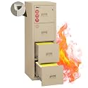 FireKing Turtle Vertical 4 Drawer Fire Rated File Cabinet, Parchment