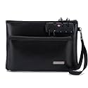 Fireproof Money Bag with Lock, Double layer Cash Bag BankBag for Cash, Valuable StorageBag,Fireproof Safe Box Money Pouch with Zipper (black, Small)