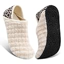 Fires Womens Mens Slippers with Rubber Sole Soft-Lightweight House Slipper Socks Around House Shoes Non Slip Indoor/Outdoor