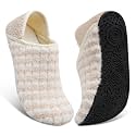 Fires Womens Mens Slippers with Rubber Sole Soft-Lightweight House Slipper Socks Around House Shoes Non Slip Indoor/Outdoor