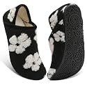 Fires Womens Mens Slippers with Rubber Sole Soft-Lightweight House Slipper Socks Around House Shoes Non Slip Indoor/Outdoor