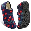 Fires Womens Mens Slippers with Rubber Sole Soft-Lightweight House Slipper Socks Around House Shoes Non Slip Indoor/Outdoor