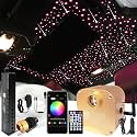 FIREWORK Meteor+Twinkle 16W RGBW Starlight Headliner Kit, Mixed 460pcs (0.03in+0.04in+0.06in) 13.1ft/4m Fiber Optic Star Lights for Car Home Ceiling with Music Mode &amp; Bluetooth APP/Remote Control