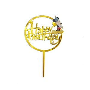 firmer happy birthday cake topper with micky  decorating items for birthday  birthday cake decoration accessories for girls boys adults multicolor