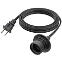 FIRMERST E26 Waterproof Light Socket Pendant Light Cord 10 Feet, Black