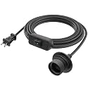 FIRMERST E26 Waterproof Light Socket with Switch Cord, 15 Feet, Black