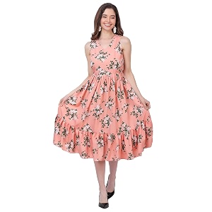 Womens Crepe A-Line Knee Length Dress