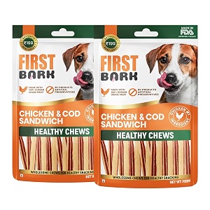 dog treats for adult dog amp puppy  healthy chews chicken amp cod fish jerky for dogs small dogs amp shih tzu  dog snacks amp puppy treats  chicken amp cod sandwich 70g x2