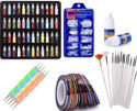 FIRST BEAUTY Nail Art Kit with 48 Glitter Bottles+100 Nails+10 Tapes+15 Brush+5 Pens+2 Glues