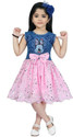 First Bird Girls Midi/Knee Length Festive/Wedding Dress (Pink, Sleeveless)