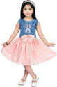 First Bird Girls Midi/Knee Length Festive/Wedding Dress (Orange, Sleeveless)