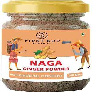 first bud organics naga dry ginger powder - 100gm  organic ginger powder with high gingerol content  non gmo gluten free amp no preservatives  perfect for cooking baking smoothies and teas 