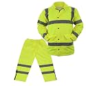 First Class High Visibility Water Resistant Raincoat Jacket and Pant With Reflective Stripes