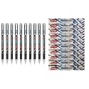 FIRST CLICK Fantaflo 10 Ball Pen + 10 Refills BLACK Ink, Pack of 20 | 1mm Tip | Waterproof Ink | Fanta flo Dotted Grip for Comfortable Writing | Smooth Writing Ball Pens for Students and Office Use