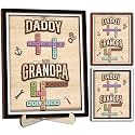 First Dad Now Grandpa Gifts for Fathers Day from Son Daughter, Personalized Family Scrabble Name Sign, Crossword Tiles Letter Plaque, New Grandpa Gifts Papa, Birthday Gift for Dad, Home Decor