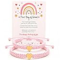 First Day of Kindergarten Bracelets for Mommy and Me Back To School Gift Matching Bracelets, Mother Daughter Bracelets Pre-K Gifts for Girls Boys, Heart Wish Adjustable Bracelets