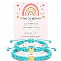 First Day of Kindergarten Bracelets for Mommy and Me Back To School Gift Matching Bracelets, Mother Daughter Bracelets Pre-K Gifts for Girls Boys, Heart Wish Adjustable Bracelets
