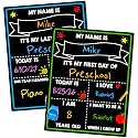 First Day of School Sign, 14 x 11 in Double-Sided & Reusable Board for Kids