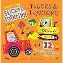 First Fun Sticker Painting: Trucks & Tractors: 12 Colorful Scenes to Create (Happy Fox Books) Paint-by-Sticker Art Designs for Kids Ages 4 and Up - Fire Truck, Bulldozer, Excavator, Crane, and More