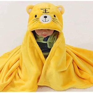 first kick baby blankets new born pack of hooded wrapper durable fleece polyester sleeping bag and baby bath towel for 0-6 months baby boys and baby girls yellow
