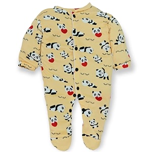 first kick baby cotton romper sleep suit one piece set for baby boys and baby girls yellow 3-6 months