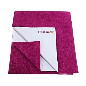 first kick instadry anti-piling fleece extra absorbent quick dry sheet for baby baby bed protector waterproof baby sheet medium size 100x70cm pack of 1 majenta