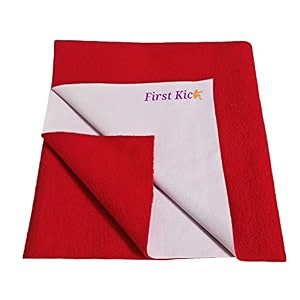 first kick instadry anti-piling fleece extra absorbent quick dry sheet for baby baby bed protector waterproof baby sheet medium size 100x70cm pack of 1 red