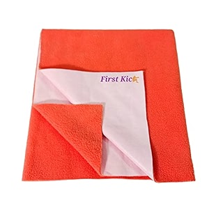 first kick instadry anti-piling fleece extra absorbent quick dry sheet for baby baby bed protector waterproof baby sheet small size 70x50cm pack of 1 orange