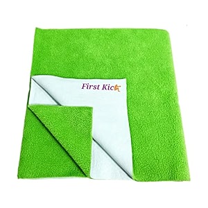 first kick instadry anti-piling fleece extra absorbent quick dry sheet for baby baby bed protector waterproof baby sheet large size 140x100cm pack of 1 kiwi green