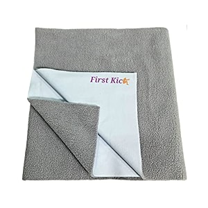 first kick instadry anti-piling fleece extra absorbent quick dry sheet for baby baby bed protector waterproof baby sheet medium size 100x70cm pack of 1 grey
