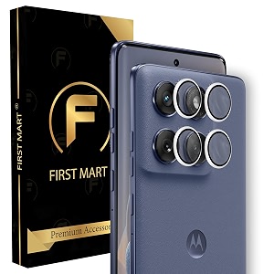 first mart silver camera ring guard protector for motorola edge 60 fusion  tempered glass with metal alloy rings hd clear scratch resistant case-friendly  pack of 1