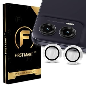 first mart camera lens protectors for motorola g35 672 inches tough hd individual aluminum alloy lens ring cover scratch resistant thin tempered glass silver 1 pack