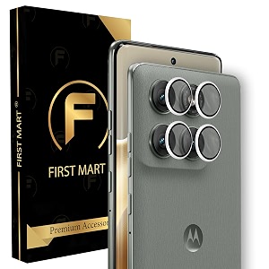 first mart silver camera ring guard protector for motorola edge 60 pro  tempered glass with metal alloy rings hd clear scratch resistant case-friendly  pack of 1