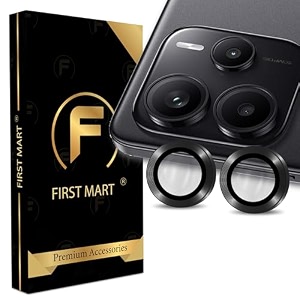 first mart camera lens protectors for redmi note 14 667 inches tough hd individual aluminum alloy lens ring cover scratch resistant thin tempered glass black 1 pack